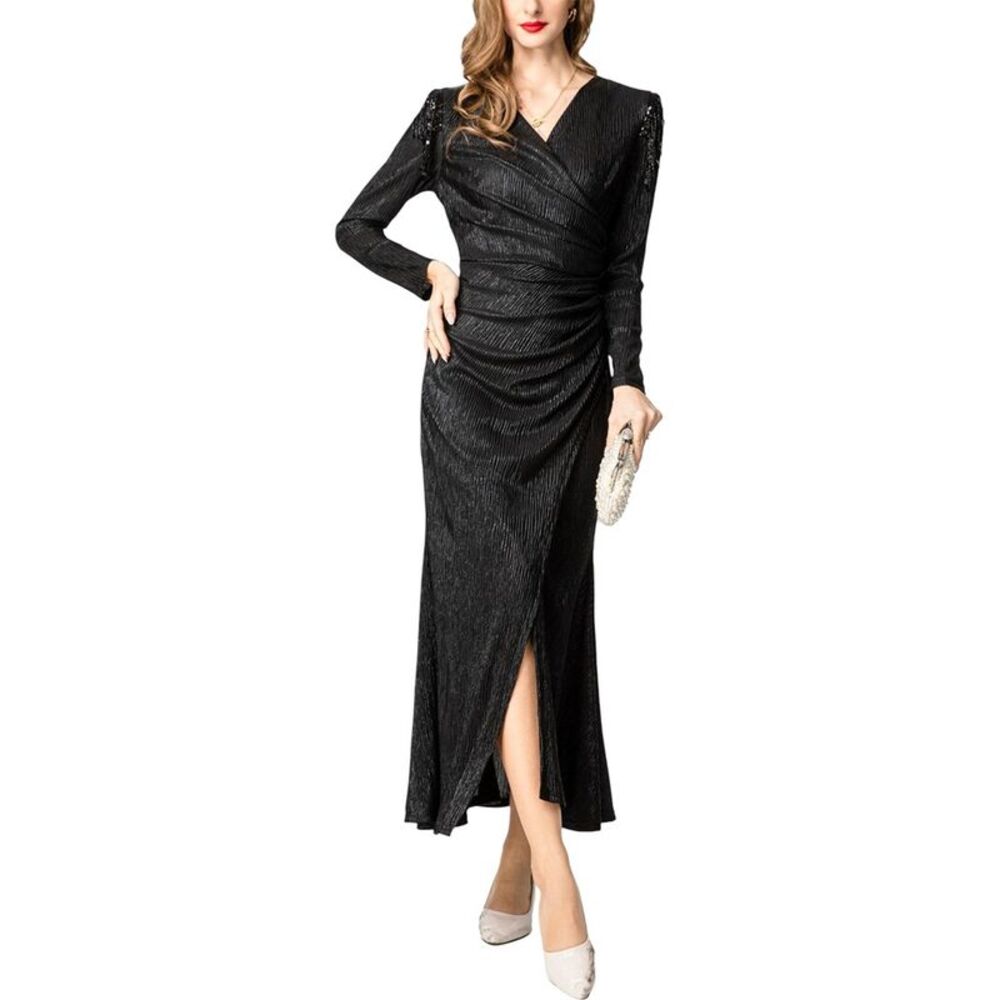 Burryco Womens  Solid Maxi Dress, Black